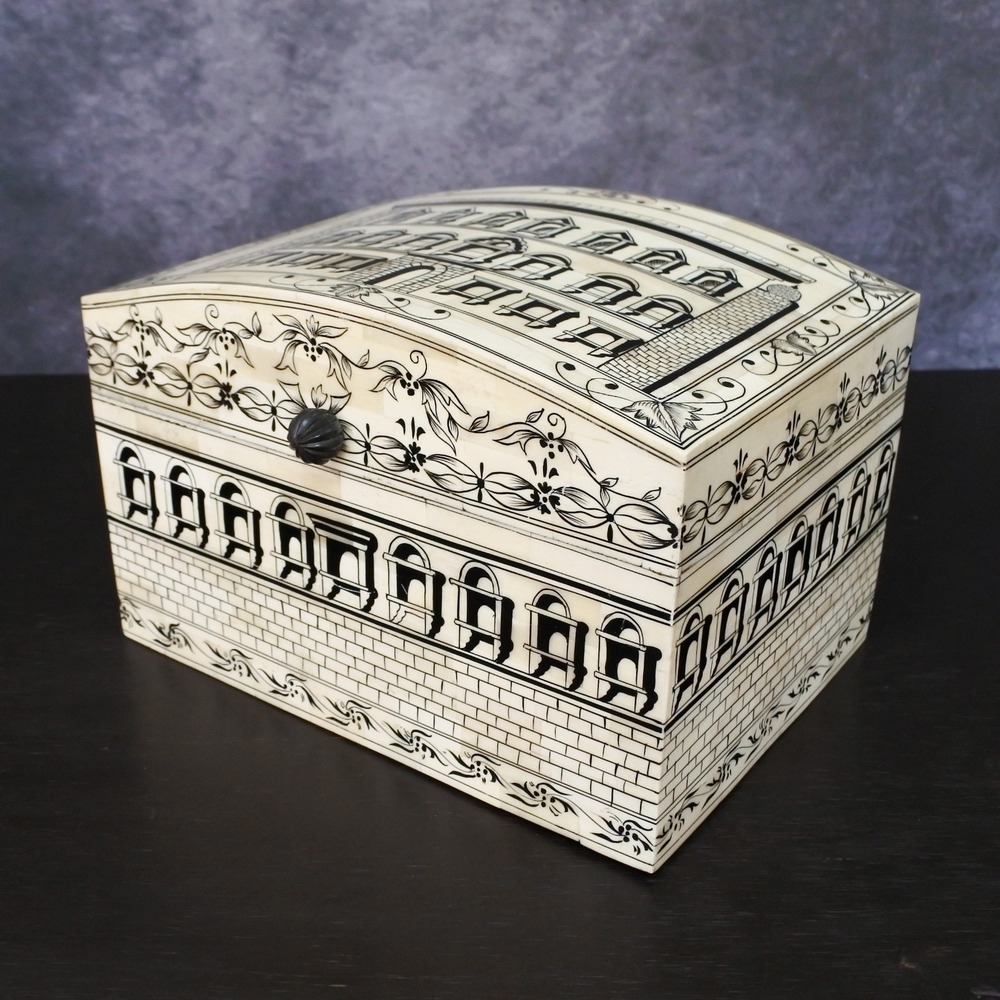 Vintage John Richard Antique Indian Vizagapatam Style Bone Inlay Decorative Box